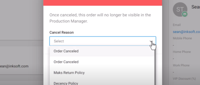 InkSoft Order Cancelation Feature